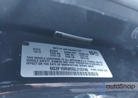 2016 Chevrolet Ss from USA, damaged, VIN 6G3F15RW5GL210746